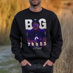 Big Truss Lamar Jackson Baltimore Ravens Sweatshirt NFL Retro Crewneck  79